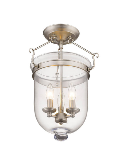 Livex Lighting Jefferson Collection 3 Light Brushed Nickel Ceiling Mount in Brushed Nickel 5062-91