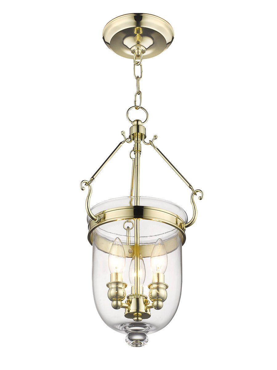 Livex Lighting Jefferson Collection 3 Light Polished Brass Chain Lantern  in Polished Brass 5063-02