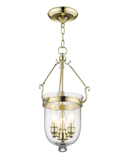 Livex Lighting Jefferson Collection 3 Light Polished Brass Chain Lantern  in Polished Brass 5063-02