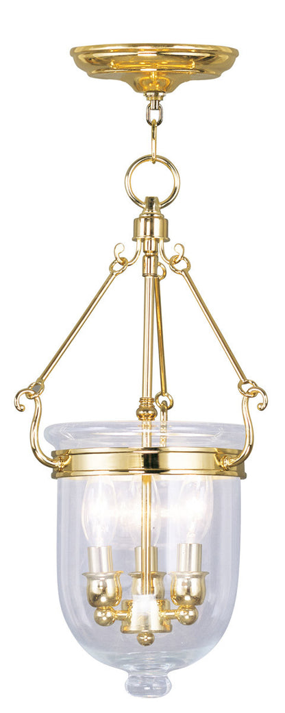 Livex Lighting Jefferson Collection 3 Light Polished Brass Chain Lantern  in Polished Brass 5063-02