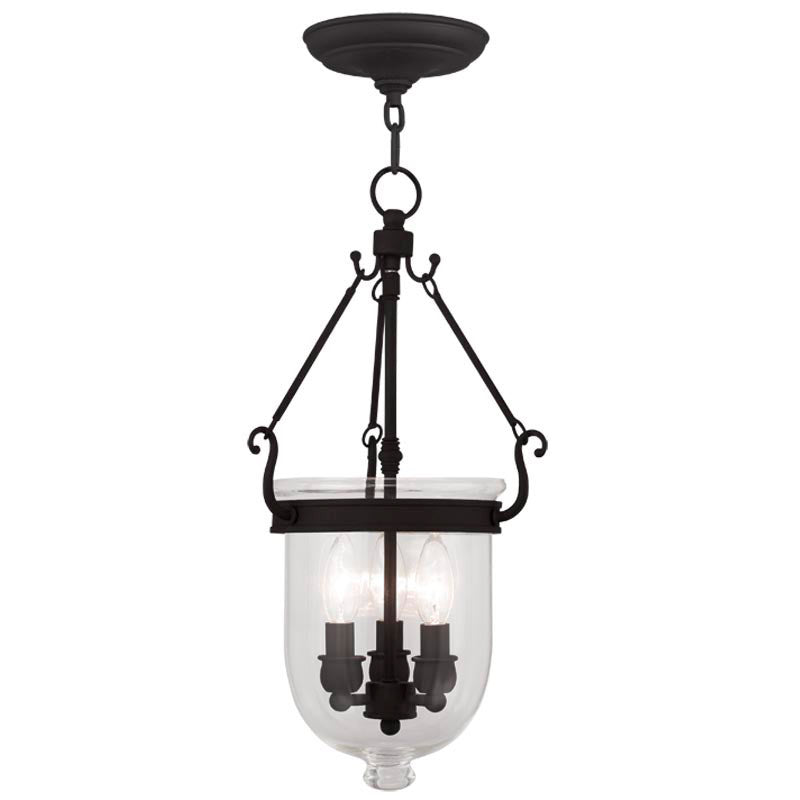 Livex Lighting Jefferson Collection 3 Light Black Chain Lantern  in Black 5063-04