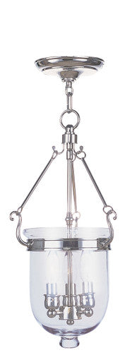 Livex Lighting Jefferson Collection 3 Light Polished Nickel Chain Lantern  in Polished Nickel 5063-35