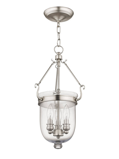 Livex Lighting Jefferson Collection 3 Light Brushed Nickel Chain Lantern  in Brushed Nickel 5063-91