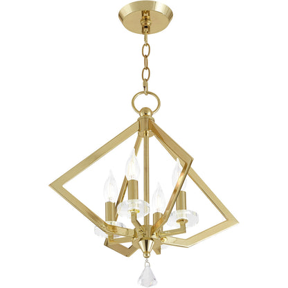 Livex Lighting Diamond Collection 4 Lt PB Mini Chandelier in Polished Brass 50664-02