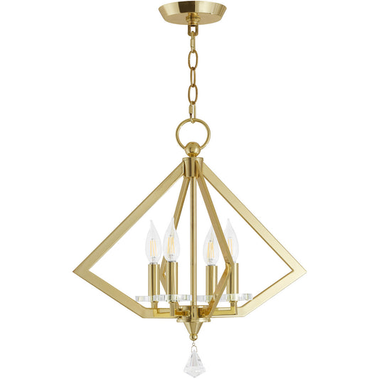 Livex Lighting Diamond Collection 4 Lt PB Mini Chandelier in Polished Brass 50664-02