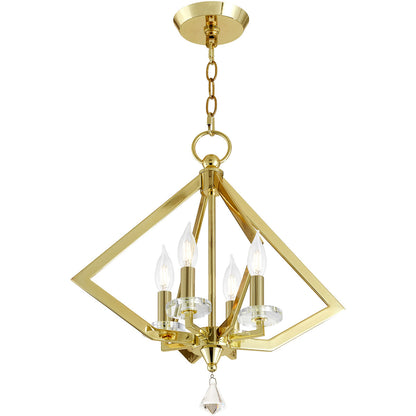 Livex Lighting Diamond Collection 4 Lt PB Mini Chandelier in Polished Brass 50664-02