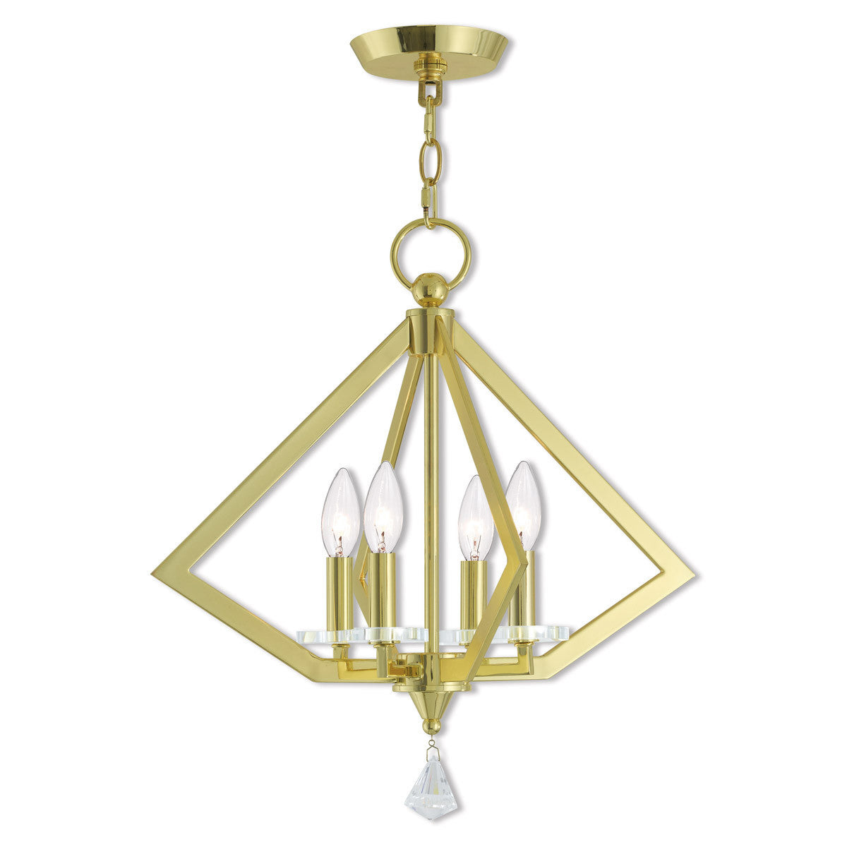 Livex Lighting Diamond Collection 4 Lt PB Mini Chandelier in Polished Brass 50664-02