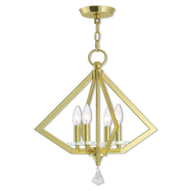 Livex Lighting Diamond Collection 4 Lt PB Mini Chandelier in Polished Brass 50664-02