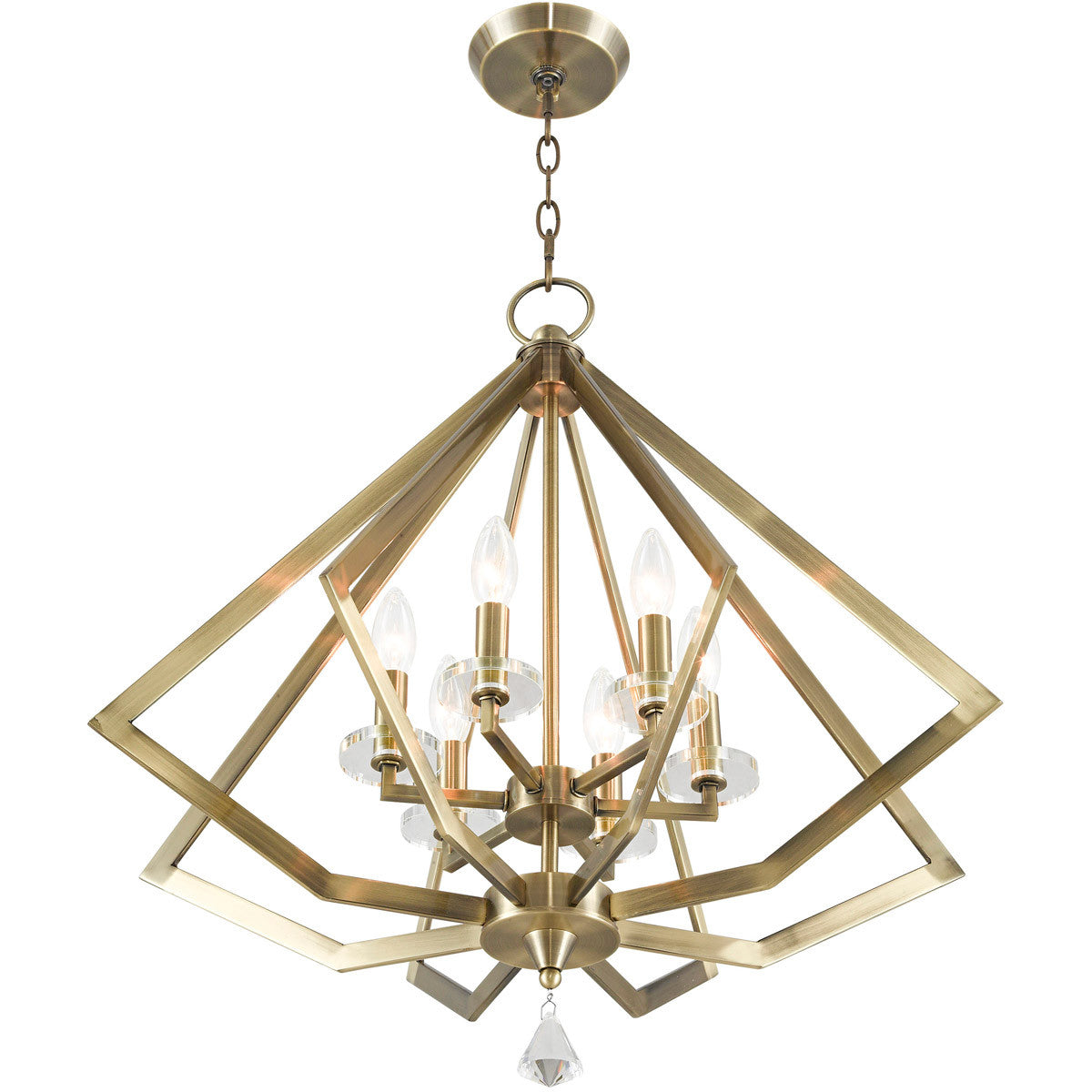 Livex Lighting Diamond Collection 6 Light Antique Brass Chandelier in Antique Brass 50666-01