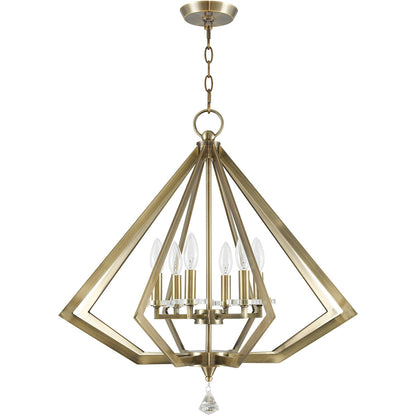 Livex Lighting Diamond Collection 6 Light Antique Brass Chandelier in Antique Brass 50666-01