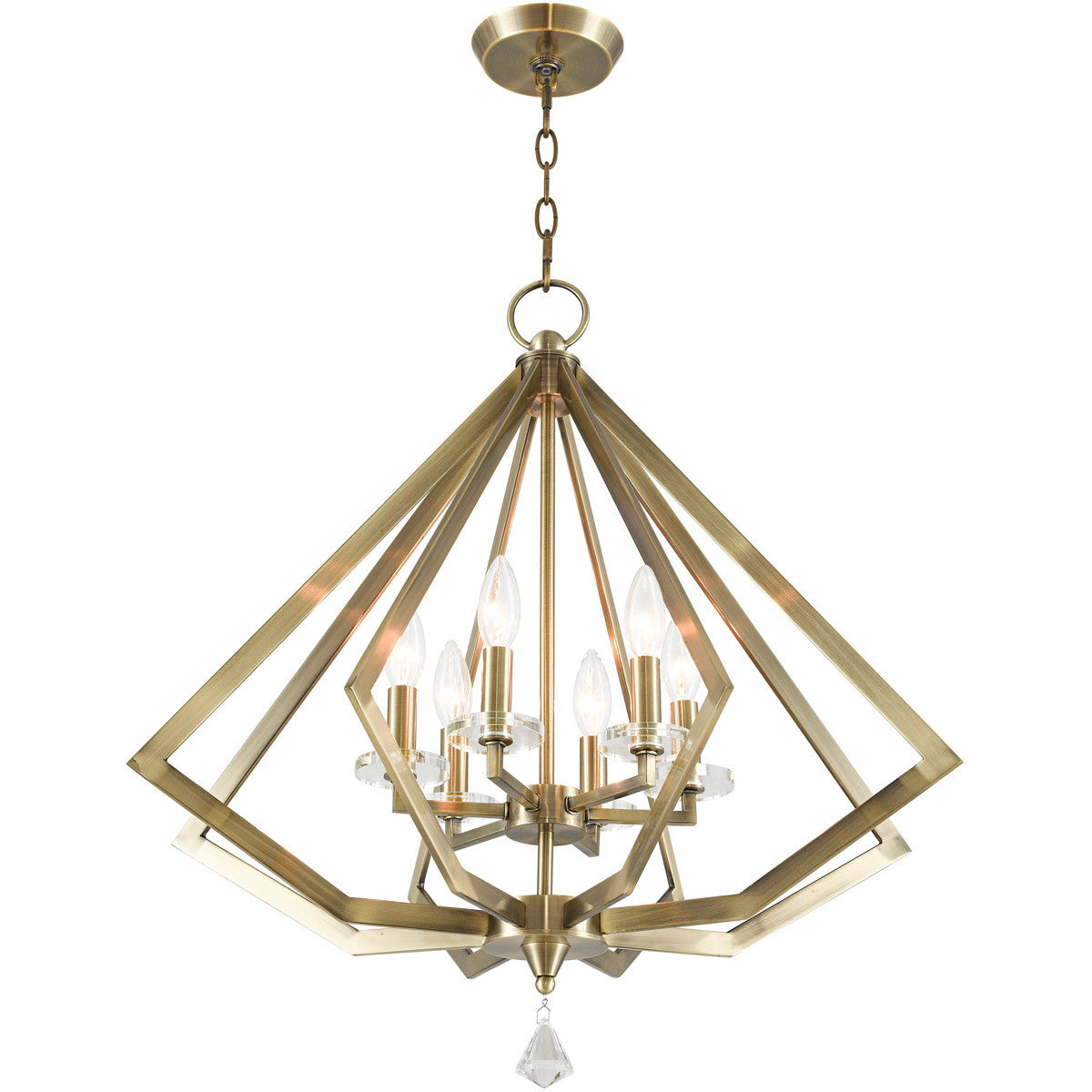 Livex Lighting Diamond Collection 6 Light Antique Brass Chandelier in Antique Brass 50666-01