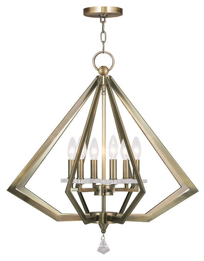 Livex Lighting Diamond Collection 6 Light Antique Brass Chandelier in Antique Brass 50666-01