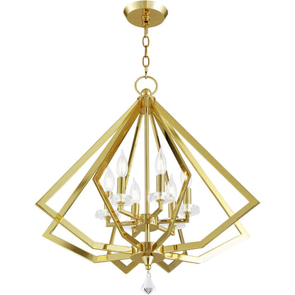 Livex Lighting Diamond Collection 6 Lt PB Chandelier in Polished Brass 50666-02