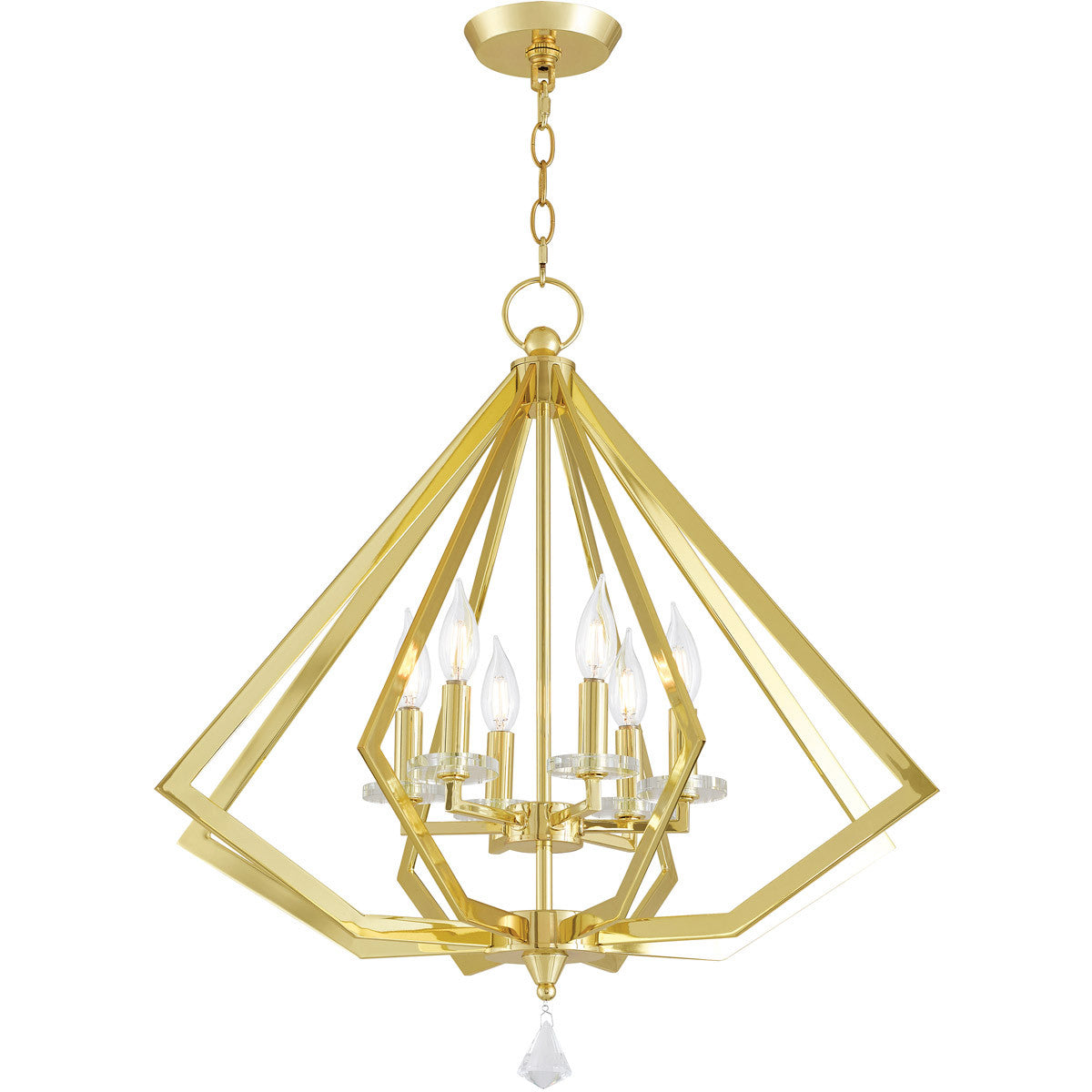 Livex Lighting Diamond Collection 6 Lt PB Chandelier in Polished Brass 50666-02