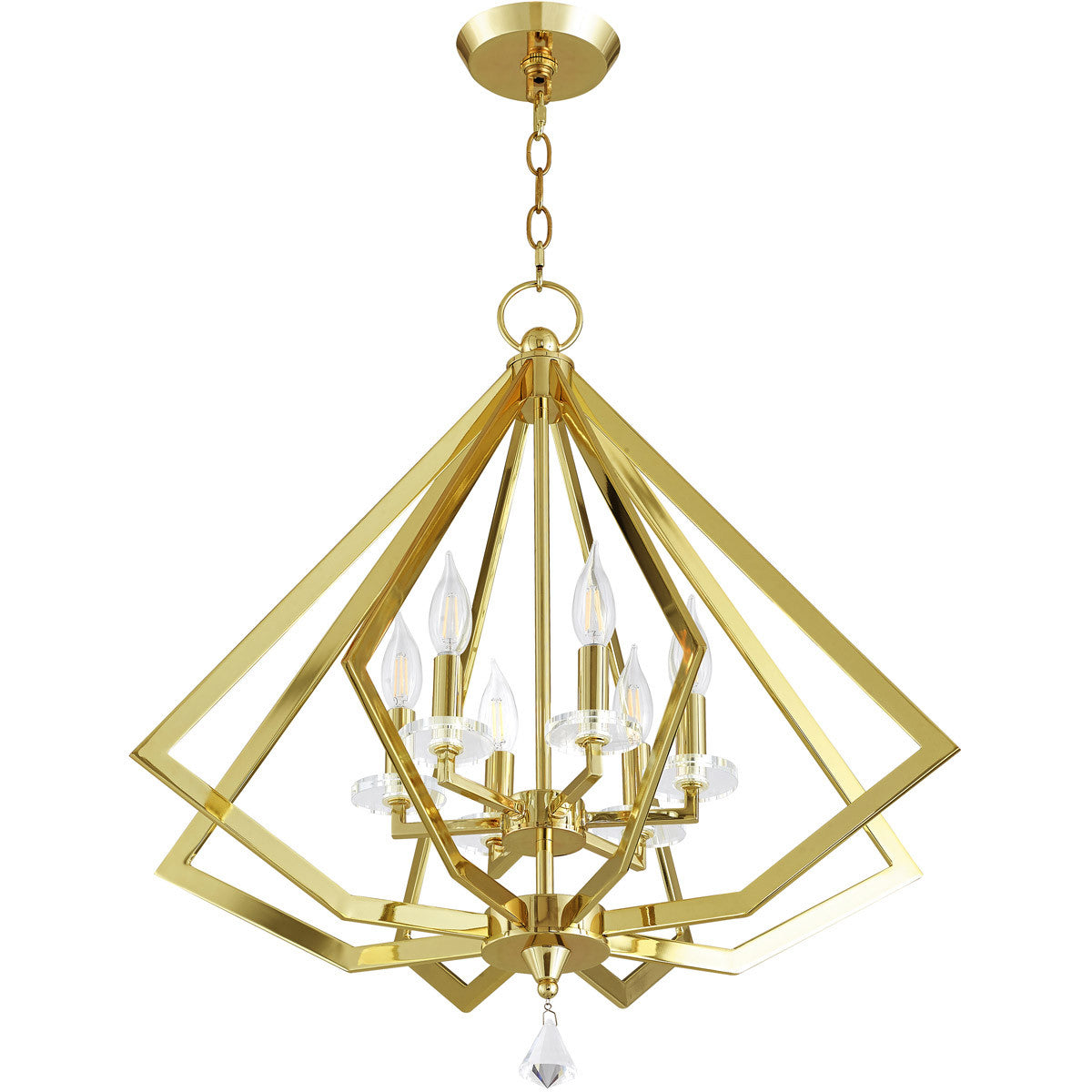 Livex Lighting Diamond Collection 6 Lt PB Chandelier in Polished Brass 50666-02