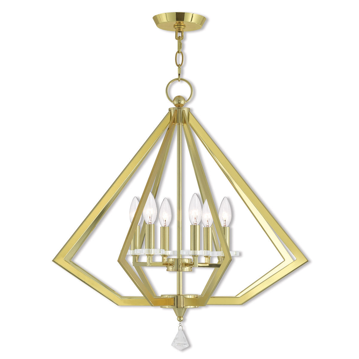 Livex Lighting Diamond Collection 6 Lt PB Chandelier in Polished Brass 50666-02