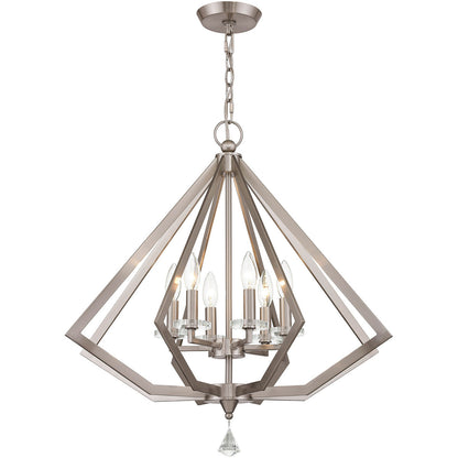 Livex Lighting Diamond Collection 6 Light Brushed Nickel Chandelier in Brushed Nickel 50666-91