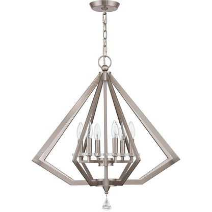 Livex Lighting Diamond Collection 6 Light Brushed Nickel Chandelier in Brushed Nickel 50666-91