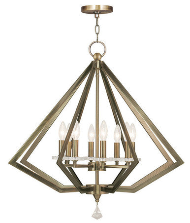 Livex Lighting Diamond Collection 8 Light Antique Brass Chandelier in Antique Brass 50668-01