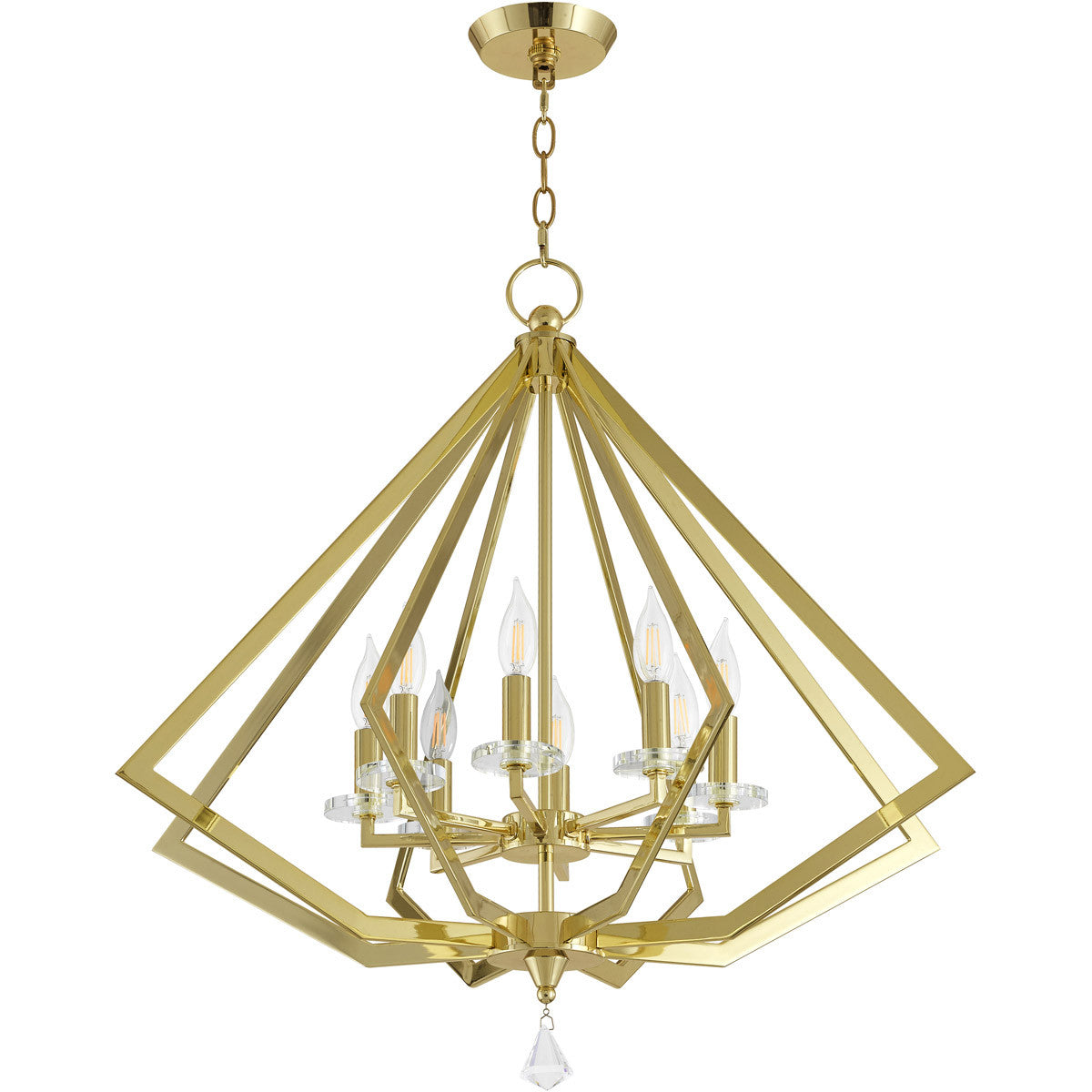 Livex Lighting Diamond Collection 8 Lt PB Chandelier in Polished Brass 50668-02