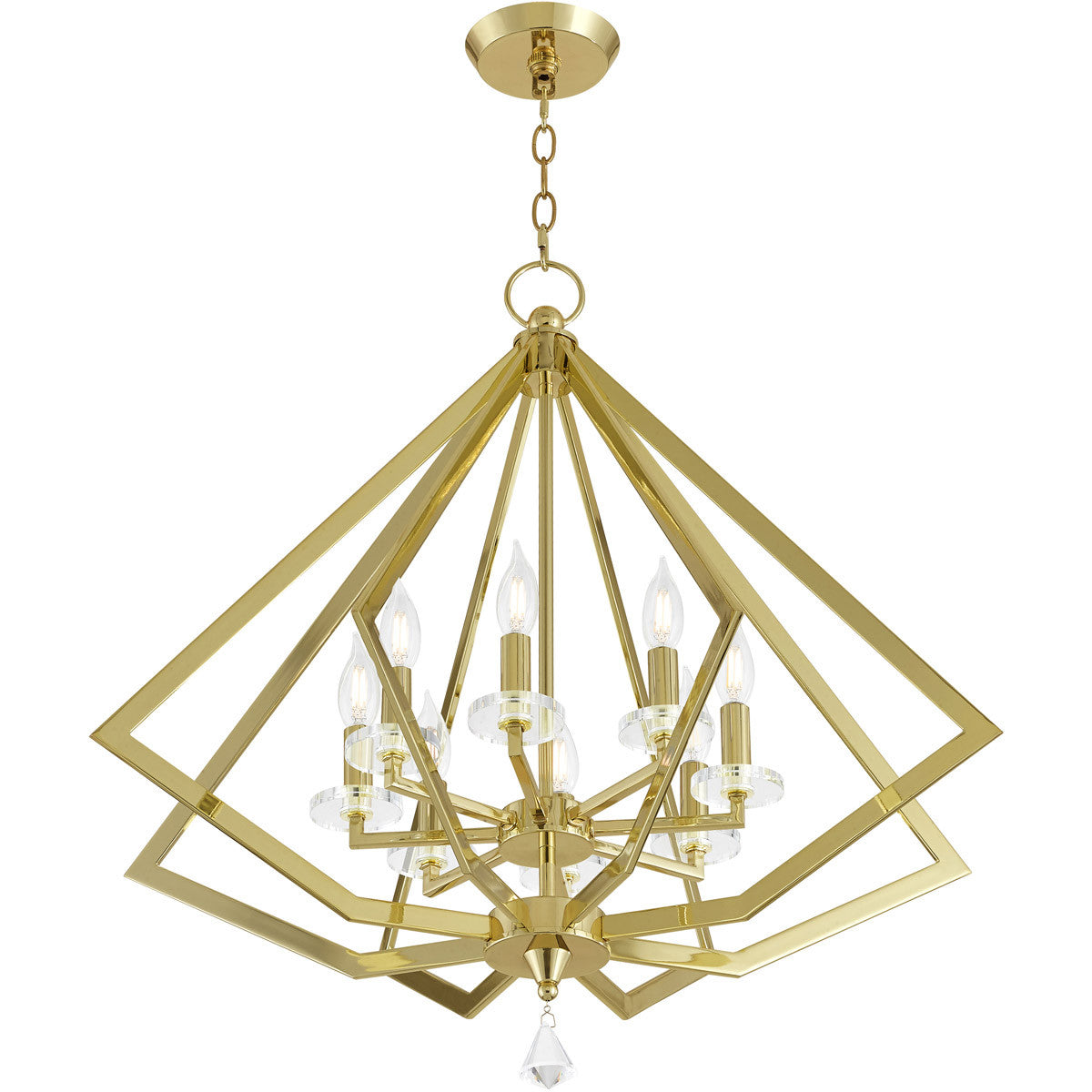 Livex Lighting Diamond Collection 8 Lt PB Chandelier in Polished Brass 50668-02