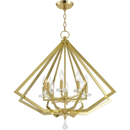 Livex Lighting Diamond Collection 8 Lt PB Chandelier in Polished Brass 50668-02