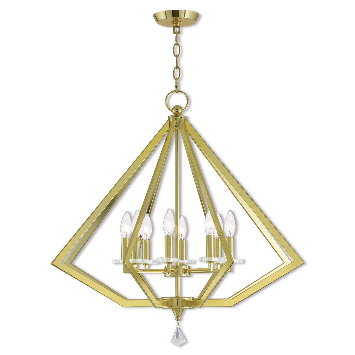 Livex Lighting Diamond Collection 8 Lt PB Chandelier in Polished Brass 50668-02