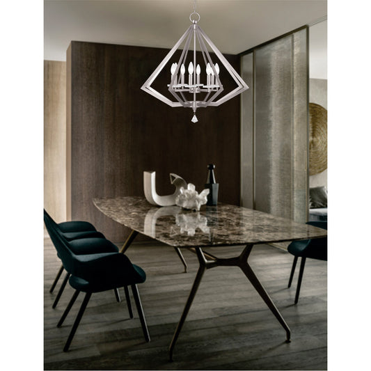 Livex Lighting Diamond Collection 8 Light Brushed Nickel Chandelier in Brushed Nickel 50668-91