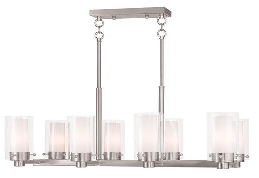 Livex Lighting Manhattan Collection 8 Light Brushed Nickel Chandelier in Brushed Nickel 50678-91