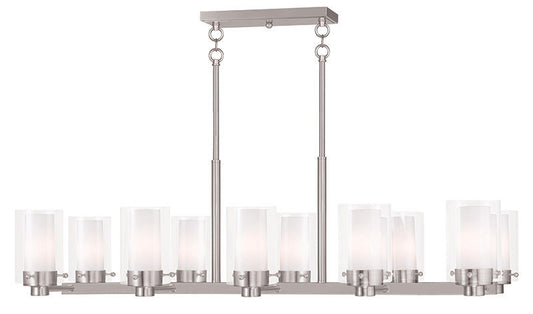 Livex Lighting Manhattan Collection 10 Light Brushed Nickel Chandelier in Brushed Nickel 50679-91