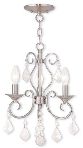 Livex Lighting Donatella Collection 3 Light BN Mini Chandelier/Ceiling Mount in Brushed Nickel 50763-91