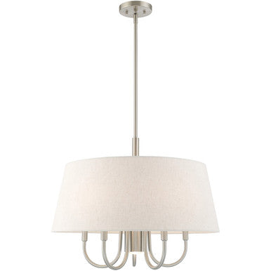 Livex Lighting Belclaire Collection 6 Lt Brushed Nickel Pendant Chandelier in Brushed Nickel 50805-91