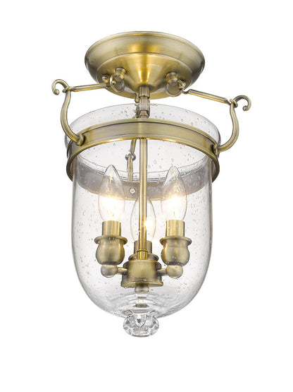 Livex Lighting Jefferson Collection 3 Light Antique Brass Ceiling Mount in Antique Brass 5081-01