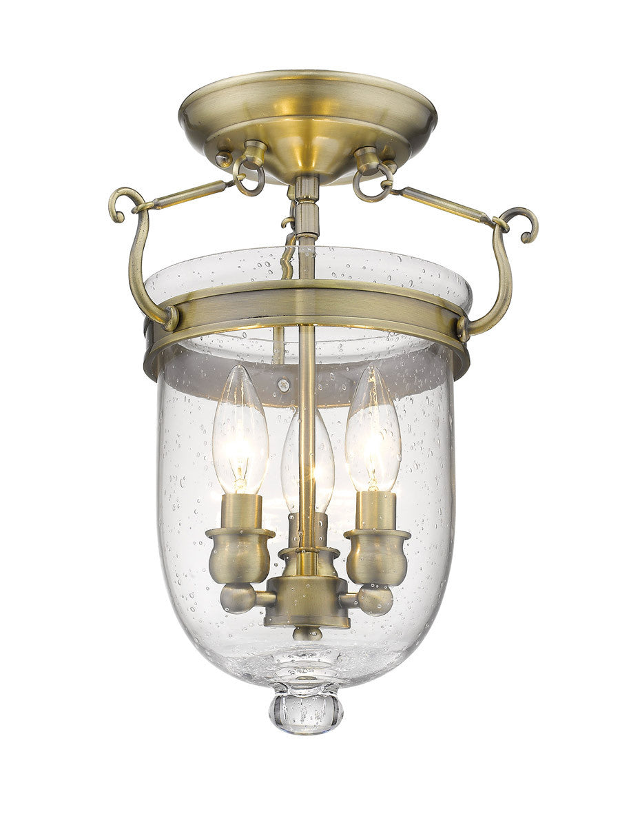 Livex Lighting Jefferson Collection 3 Light Antique Brass Ceiling Mount in Antique Brass 5081-01