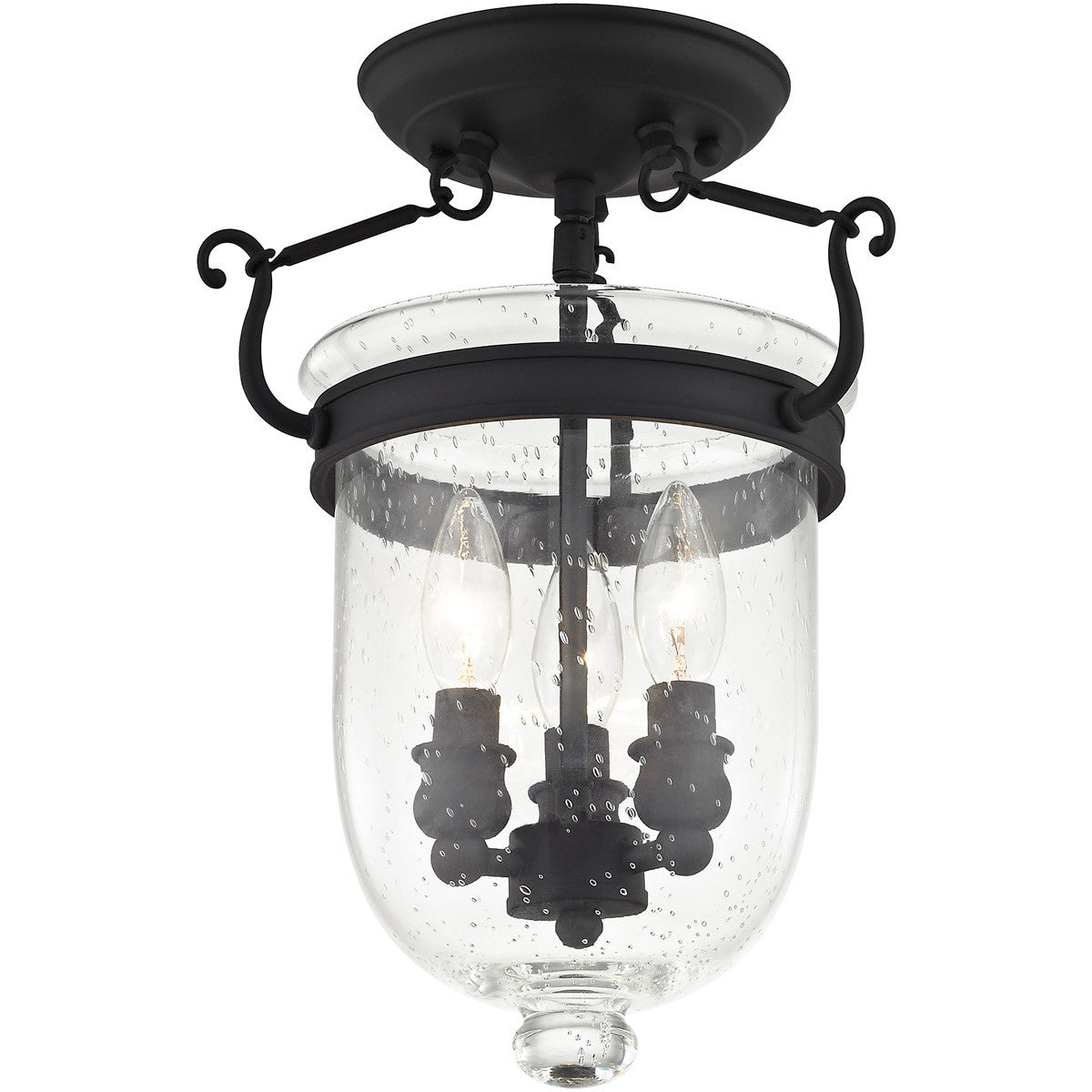 Livex Lighting Jefferson Collection 3 Light Black Ceiling Mount in Black 5081-04