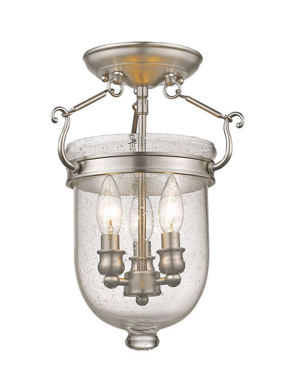 Livex Lighting Jefferson Collection 3 Light Brushed Nickel Ceiling Mount in Brushed Nickel 5081-91