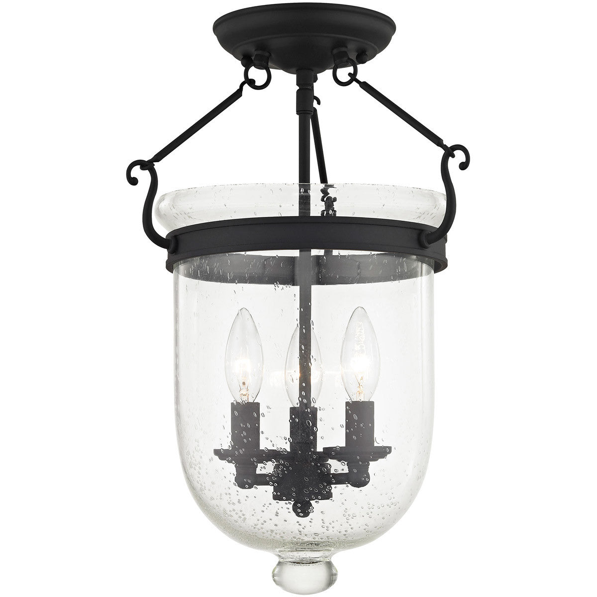 Livex Lighting Jefferson Collection 3 Light Black Ceiling Mount in Black 5082-04