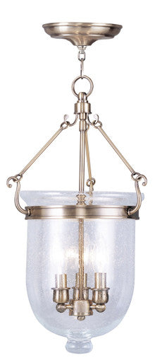 Livex Lighting Jefferson Collection 3 Light Antique Brass Chain Lantern  in Antique Brass 5083-01