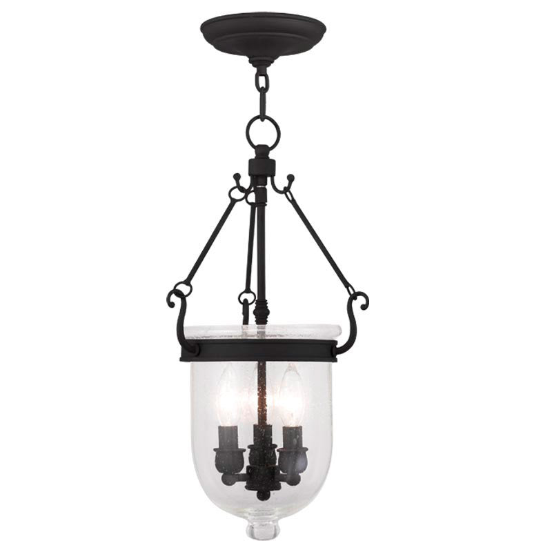 Livex Lighting Jefferson Collection 3 Light Black Chain Lantern  in Black 5083-04