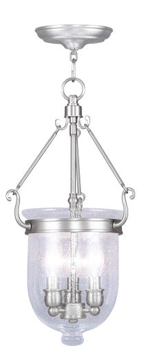 Livex Lighting Jefferson Collection 3 Light Brushed Nickel Chain Lantern  in Brushed Nickel 5083-91