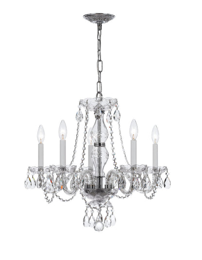 Crystorama Traditional Crystal 5 Light Swarovski Strass Crystal Polished Chrome Chandelier 5085-CH-CL-S