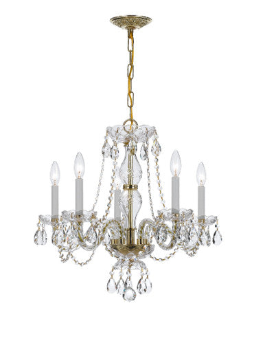 Crystorama Traditional Crystal 5 Light Clear Crystal Polished Brass Chandelier 5085-PB-CL-MWP