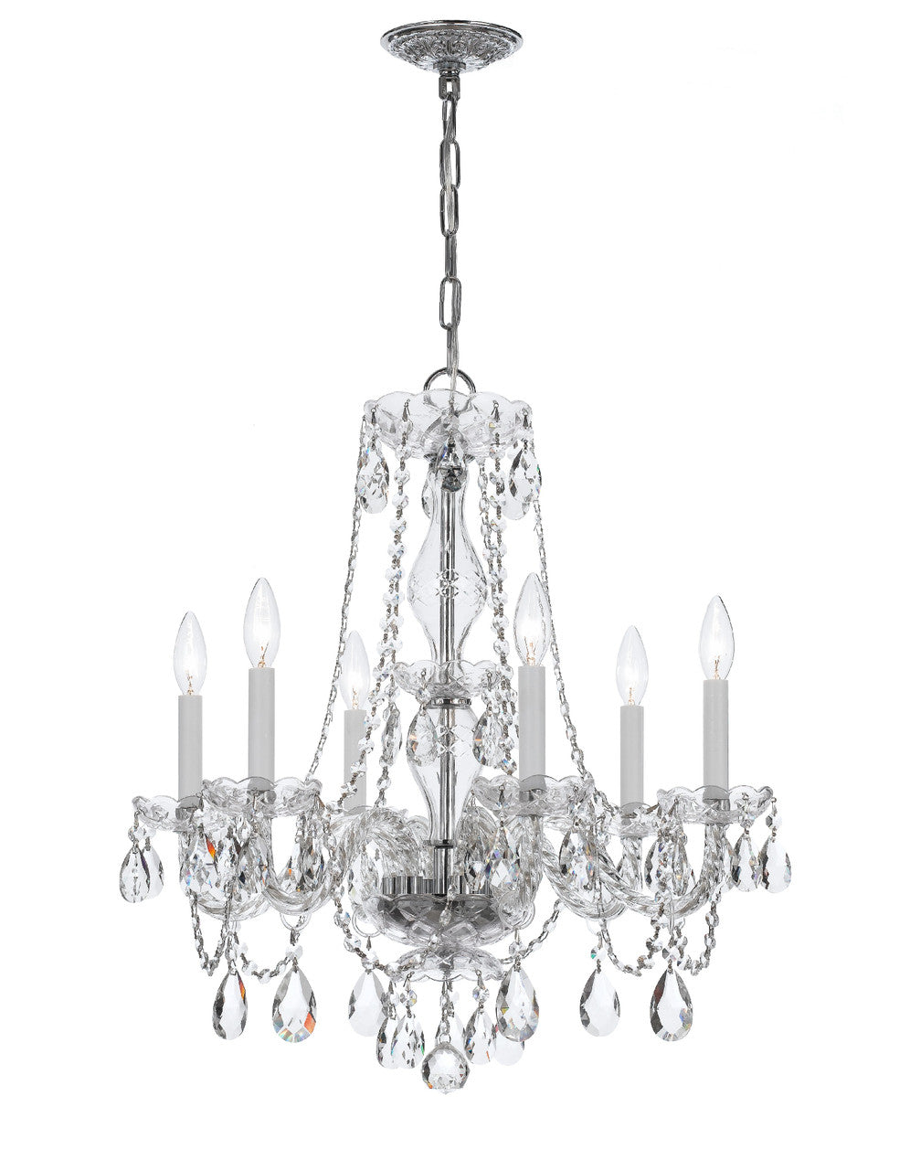 Crystorama Traditional Crystal 6 Light Crystal Polished Chrome Chandelier 5086-CH-CL-MWP