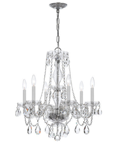 Crystorama Traditional Crystal 6 Light Crystal Polished Chrome Chandelier 5086-CH-CL-MWP