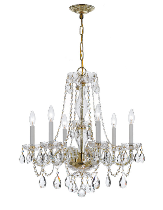 Crystorama Traditional Crystal 6 Light Crystal Polished Brass Chandelier 5086-PB-CL-MWP