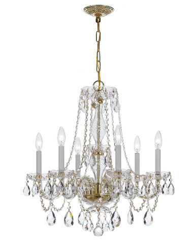 Crystorama Traditional Crystal 6 Light Spectra Crystal Polished Brass Chandelier 5086-PB-CL-SAQ