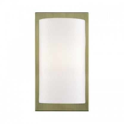 Livex Lighting Brenton 1 Light Antique Brass ADA Sconce with Hand Crafted Off-White Fabric Shade 50860-01