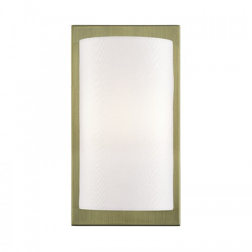 Livex Lighting Brenton 1 Light Antique Brass ADA Sconce with Hand Crafted Off-White Fabric Shade 50860-01