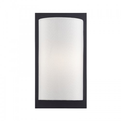 Livex Lighting Brenton 1 Light Black ADA Sconce with Hand Crafted Off-White Fabric Shade 50860-04