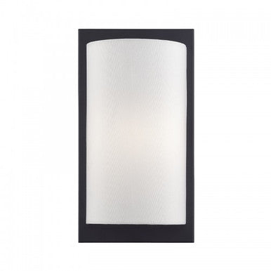 Livex Lighting Brenton 1 Light Black ADA Sconce with Hand Crafted Off-White Fabric Shade 50860-04